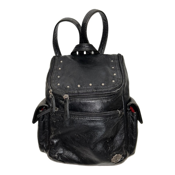 Harley-Davidson Handbags - Harley-Davidson l Rare Vintage Leather Studded Backpack